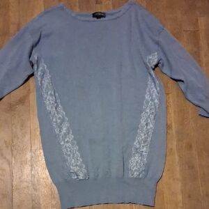 The Limited Pale Blue Lace-Panel Crewneck Sweater